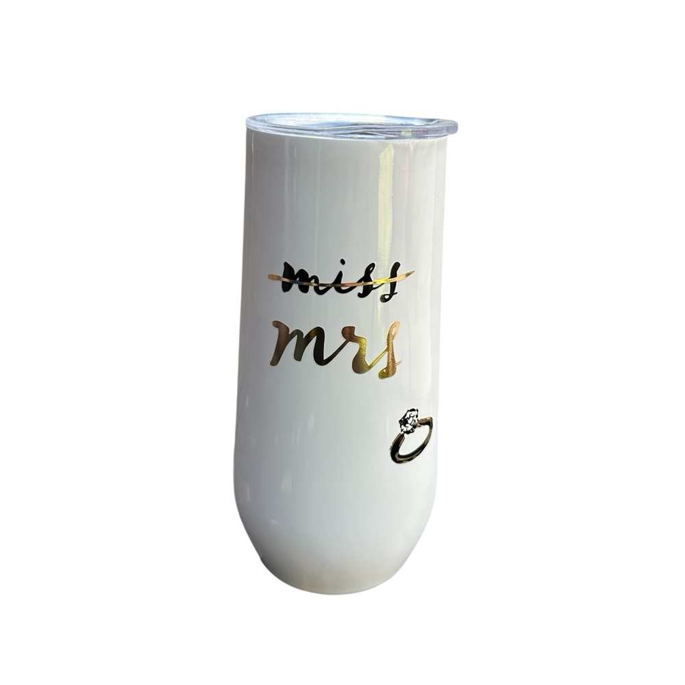 White "Miss/Mrs" Insulated Stemless Champagne Tumbler Kate spade